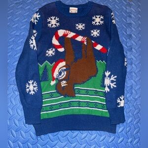Well Worn Blue Festive Sloth Sweater